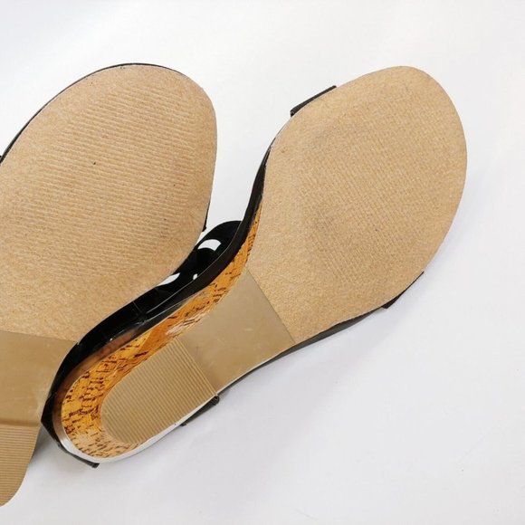 Lane Bryant‎ Womens T Strap Wedge Sandals Cork Midsole Zip Strappy Black 9W - Picture 5 of 10